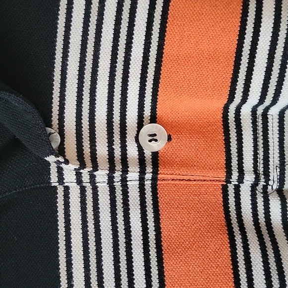 Bklyn Xpress Mens Polo Sz. XL Cotton Blend Logo Black Orange White Stripe - Picture 5 of 6